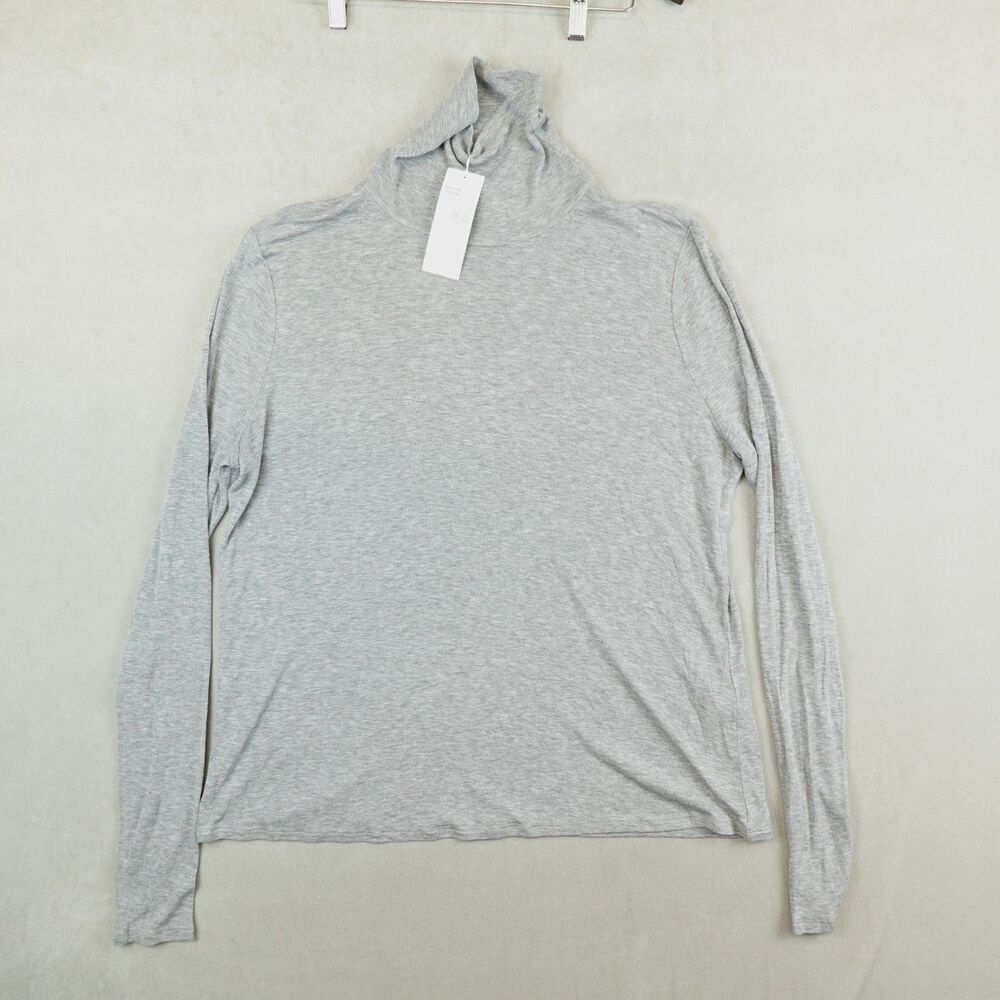 NWT Eileen Fisher Sweater Moon Scrunch Top Heather Gray Turtleneck Size Large